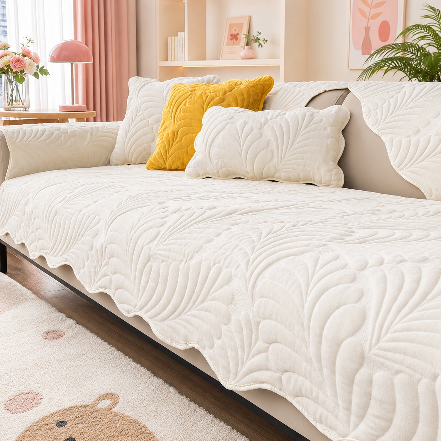 Leaf Sofa Protector | Non-Slip & Scratch-Resistant | Soft Plush Fleece