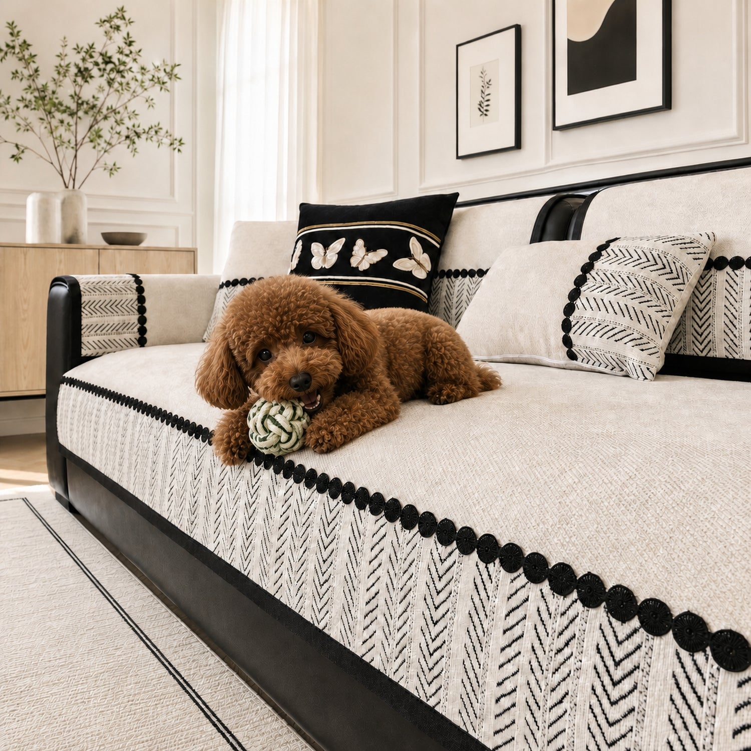 Herringbone Sofa Protector | Chenille Non-Slip All-Season Cover