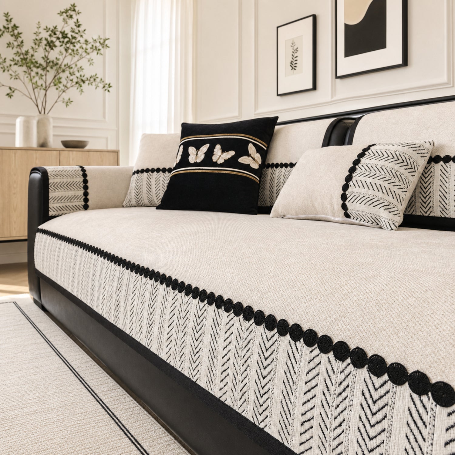 Herringbone Sofa Protector | Chenille Non-Slip All-Season Cover