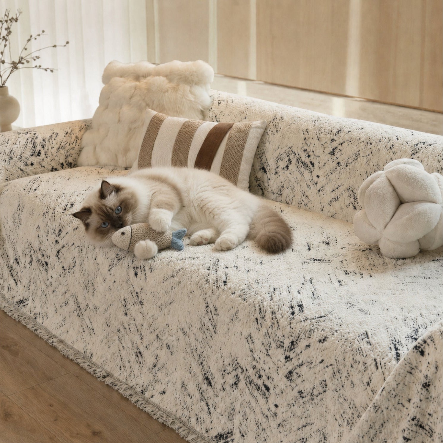 Foggy Cloud Sofa Throw | Chenille | Anti-Slip Scratch-Resistant Pet Cover