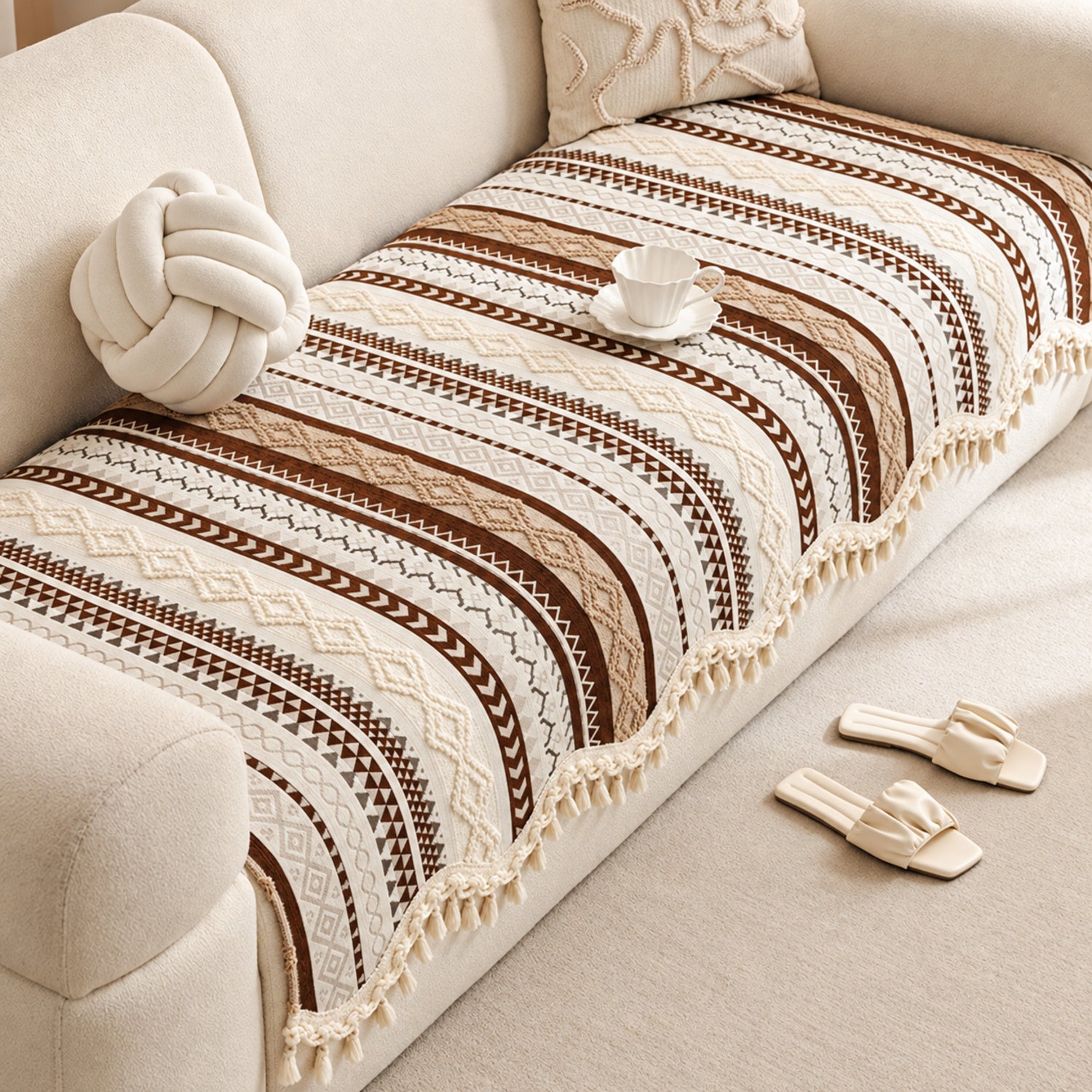 Heritage Chenille Sofa Cover | Non-Slip & Machine Washable