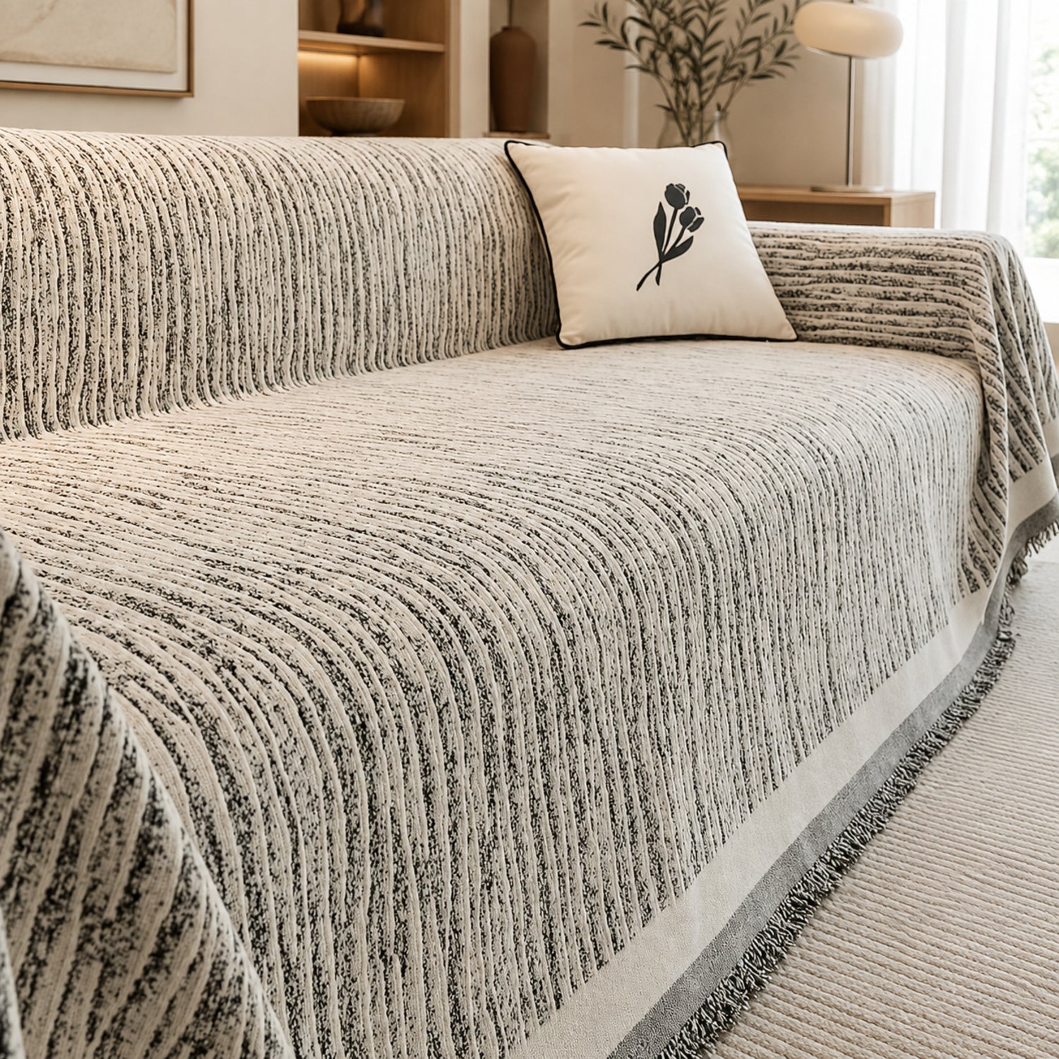 Textured Chenille Sofa Throw | Scratch-Resistant Machine-Washable Sofa Protector