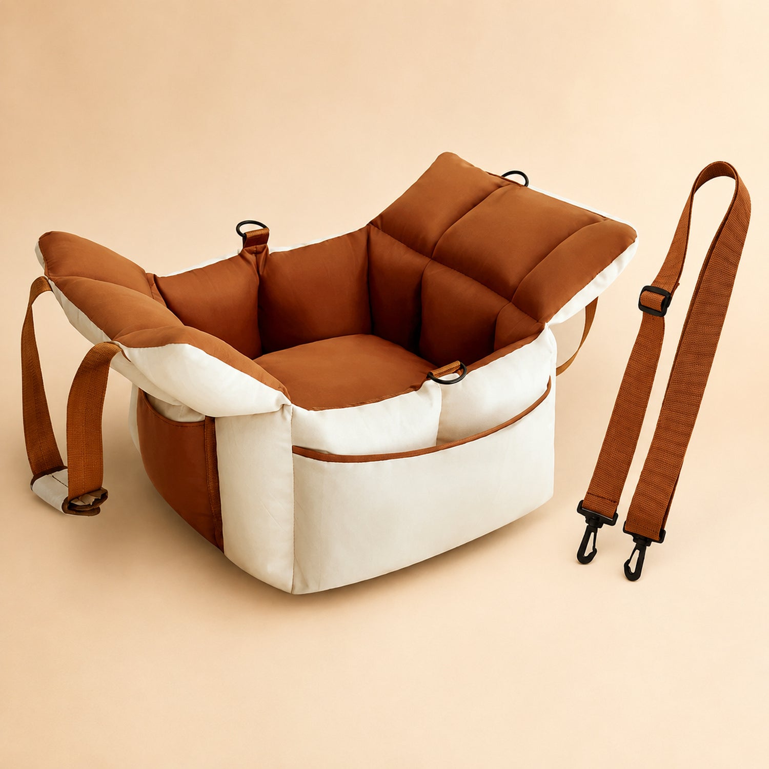 Pet Car Seat & Carry Bag | Travel Bed for Small Dogs & Cats | Adjustable Straps