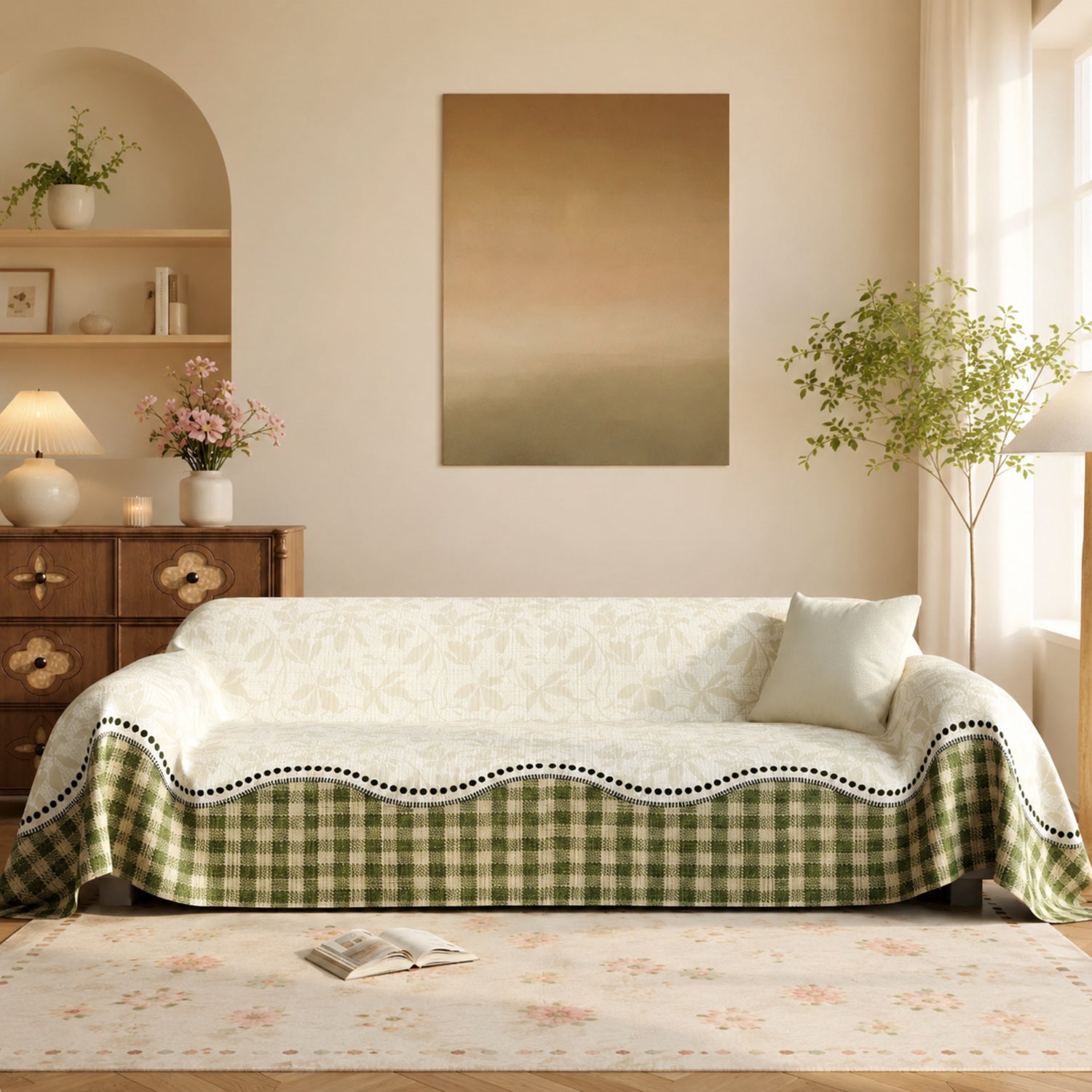 Countryside Plaid Sofa Throw | Soft Machine-Washable Full Sofa Protector