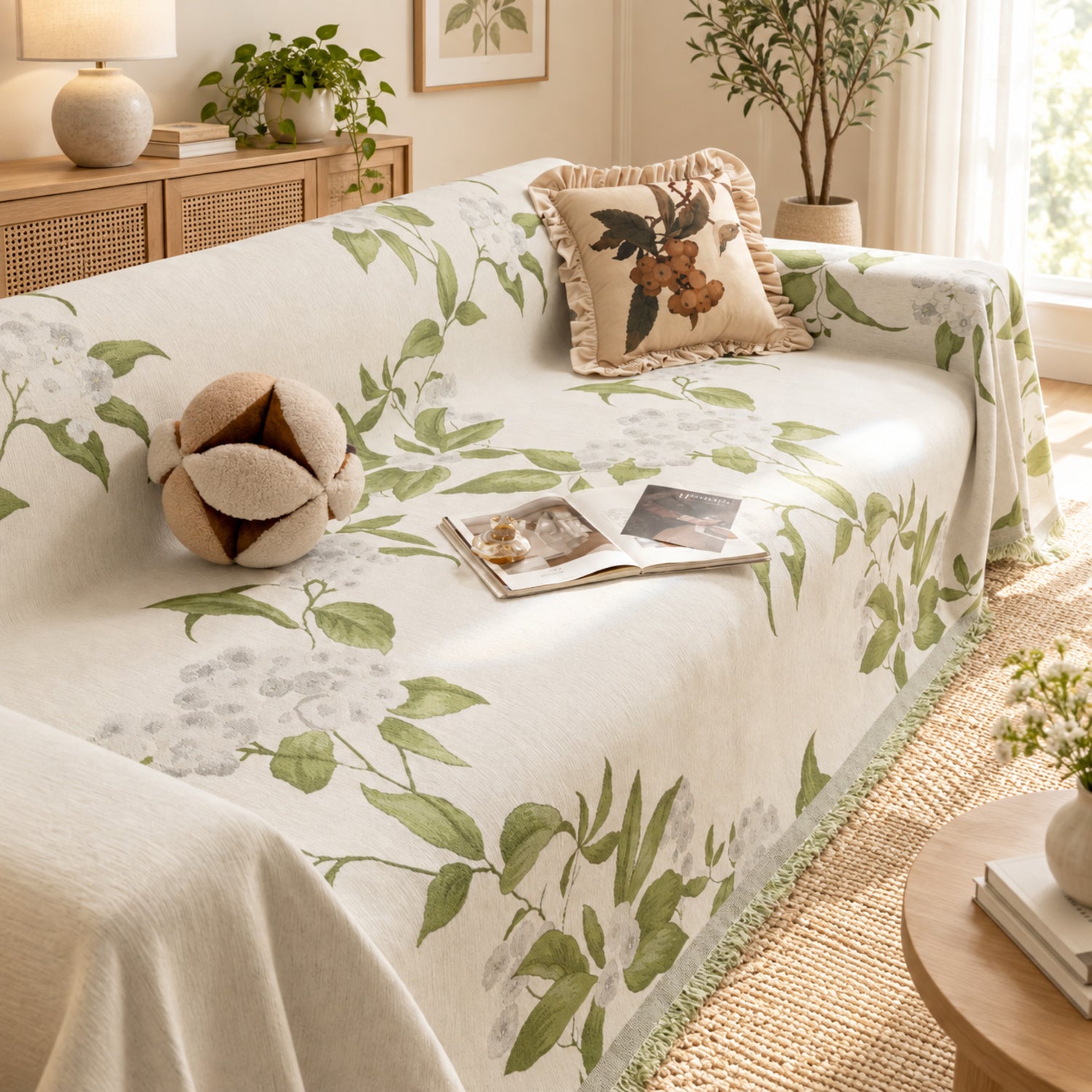 Orchard Blossom Chenille Sofa Throw | Soft & Machine Washable