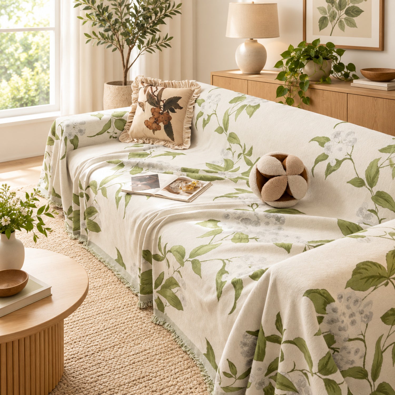 Orchard Blossom Chenille Sofa Throw | Soft & Machine Washable