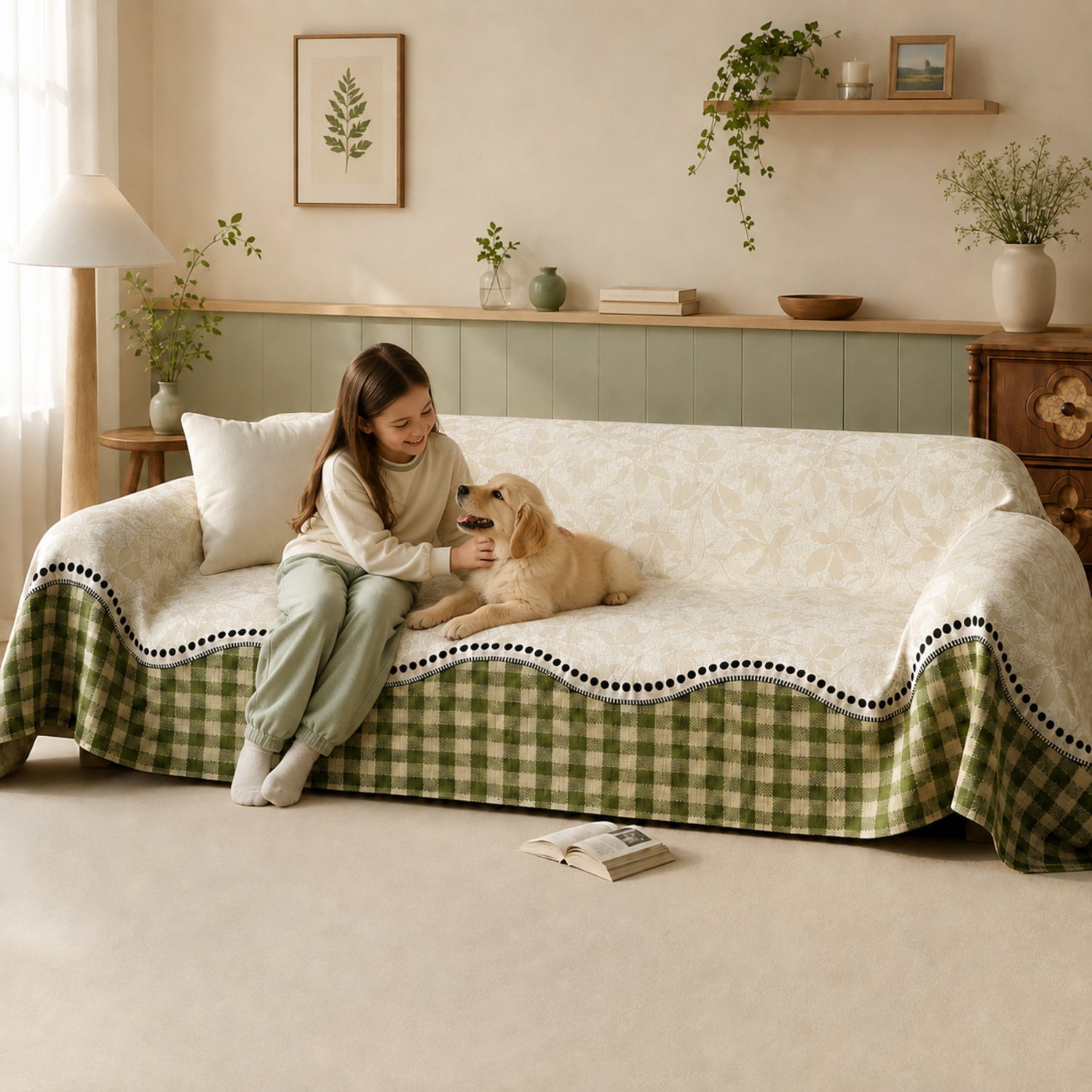Countryside Plaid Sofa Throw | Soft Machine-Washable Full Sofa Protector