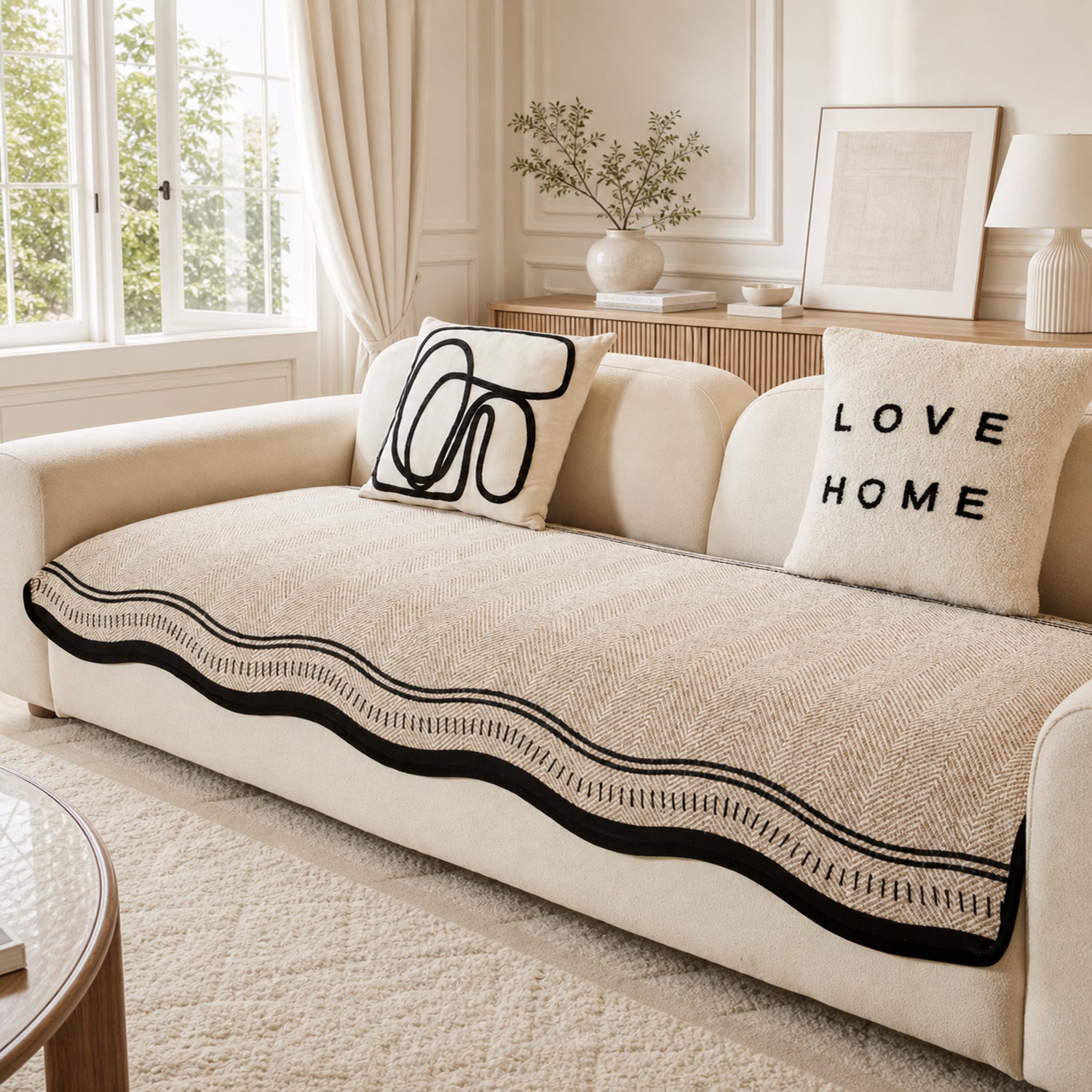 Modern Wavy Sofa Cover |  Non-Slip Scratch-Resistant | All Season Washable