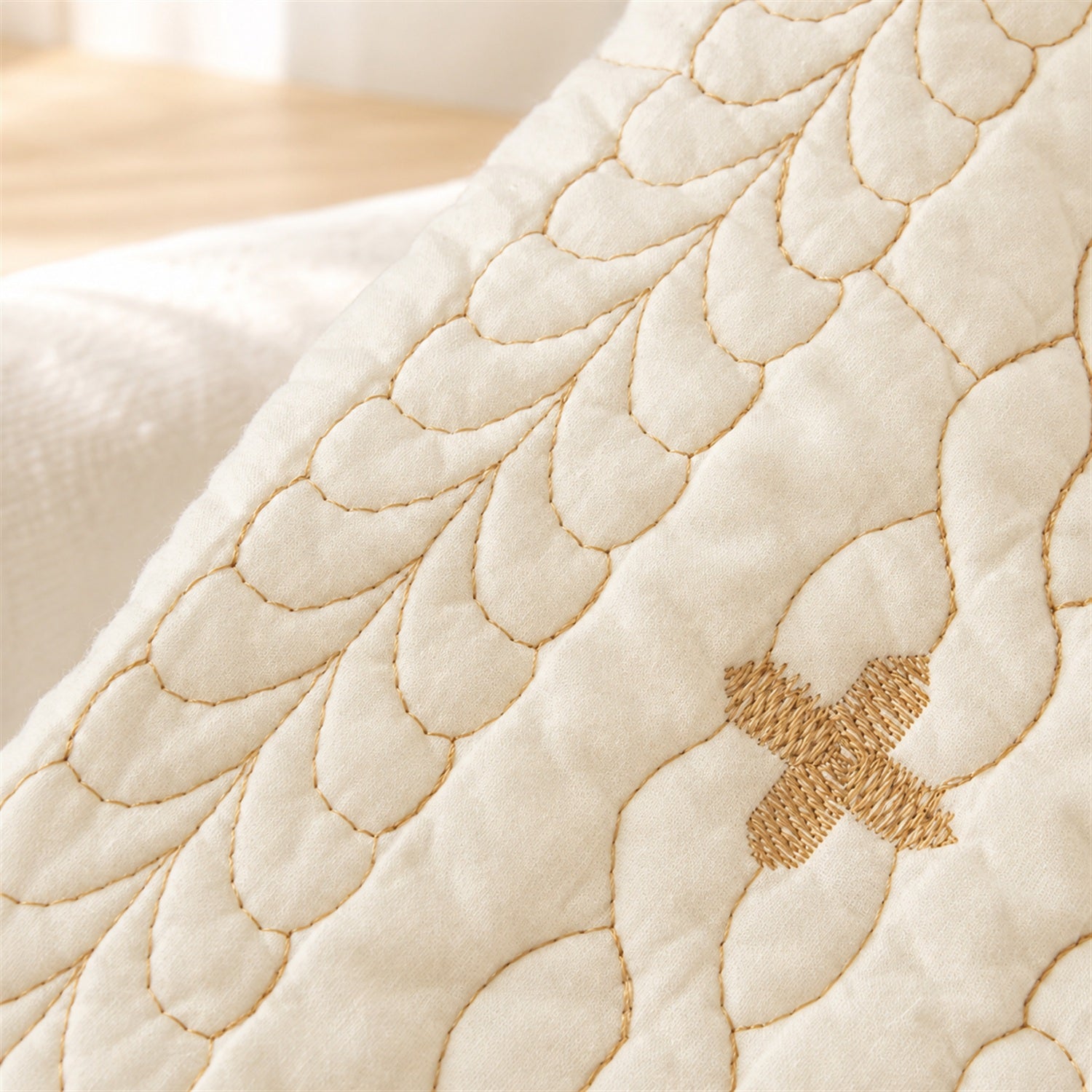 Nordic Cross Quilted Sofa Protector | 100% Cotton Non-Slip Washable Cover