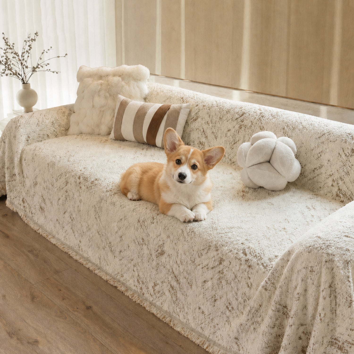 Foggy Cloud Sofa Throw | Chenille | Anti-Slip Scratch-Resistant Pet Cover