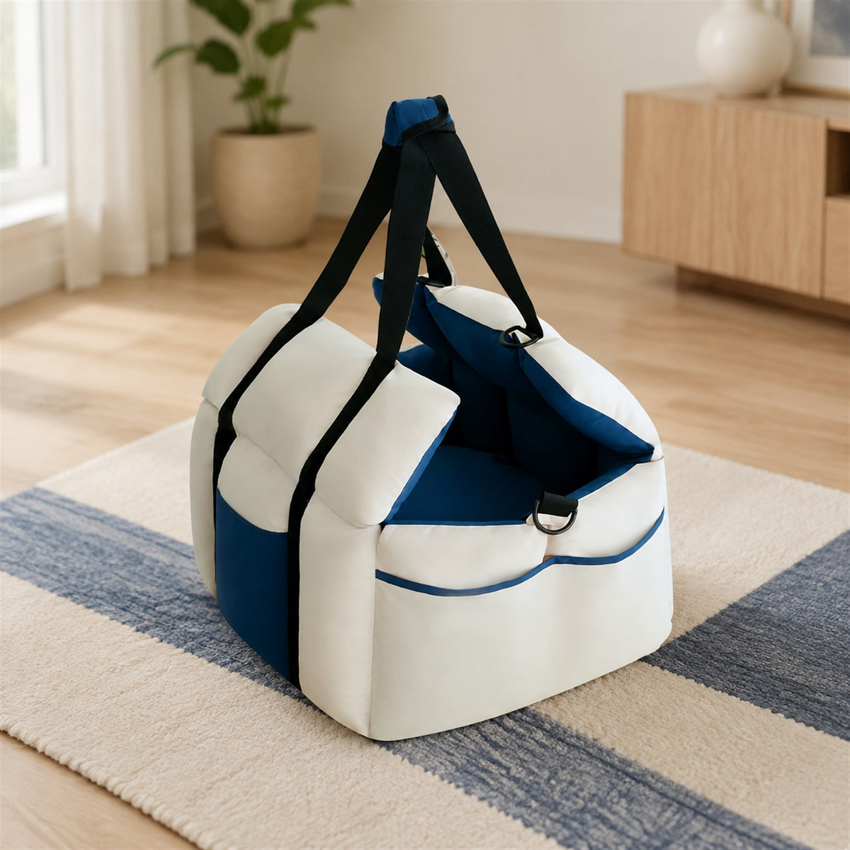 Pet Car Seat & Carry Bag | Travel Bed for Small Dogs & Cats | Adjustable Straps