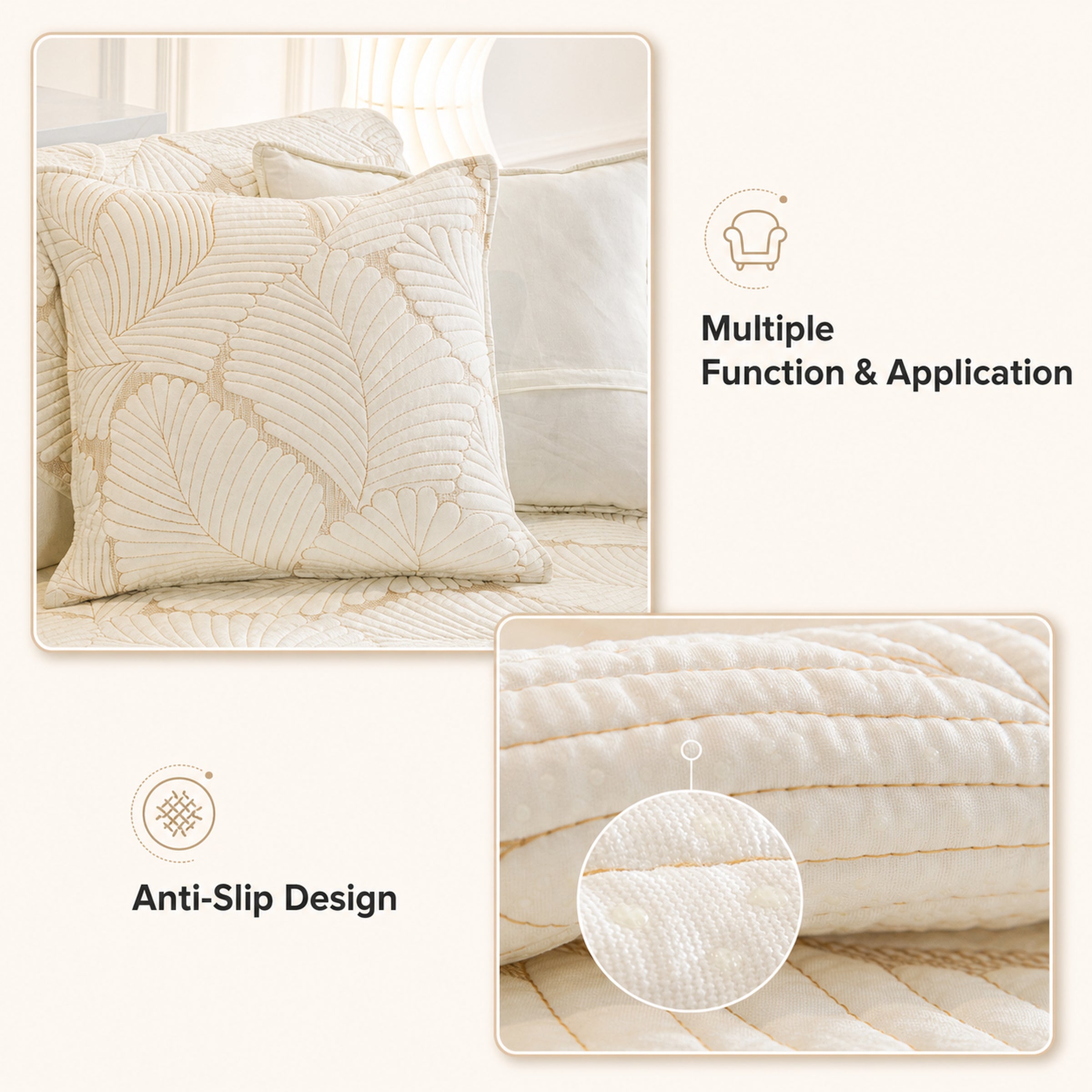 Leaf Cotton Sofa Protector | Scratch-Resistant Non-Slip Washable Cover