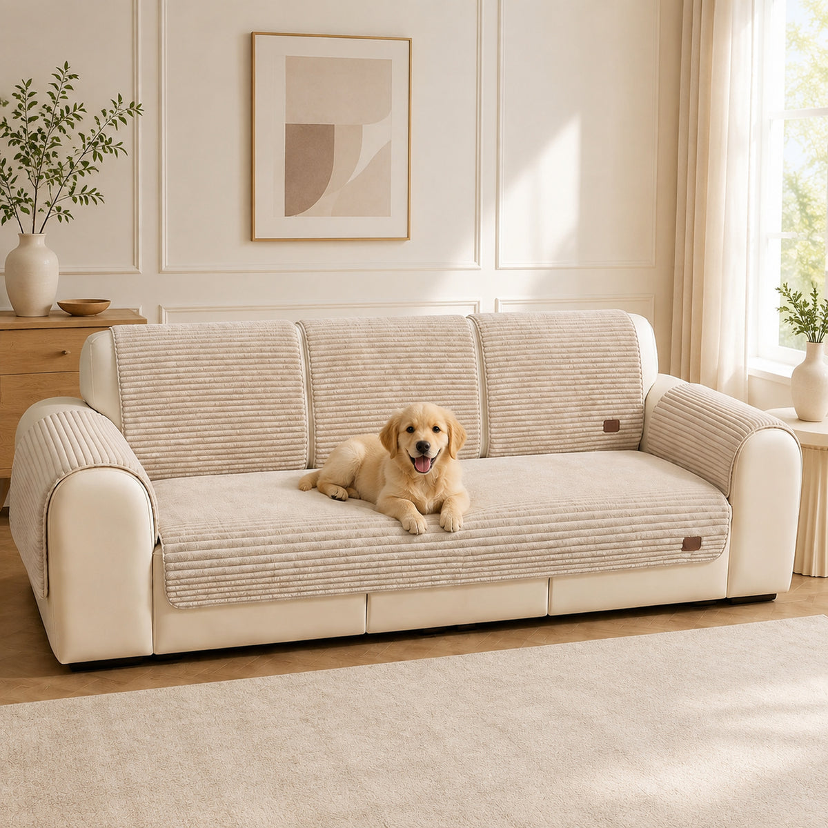 Furry Plush Sofa Protector | Soft Non-Slip Machine-Washable Cover for Pet Homes
