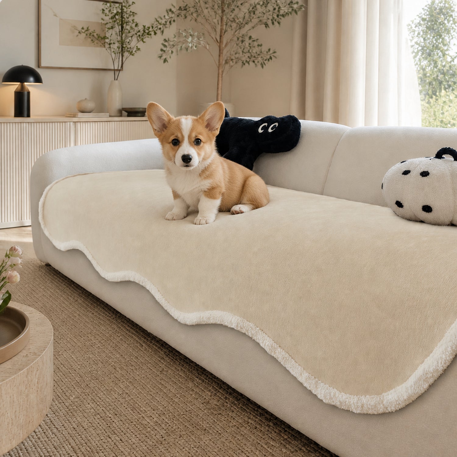 Winter Cheeky Monster Plush Sofa Cover | Warm Non-Slip Washable