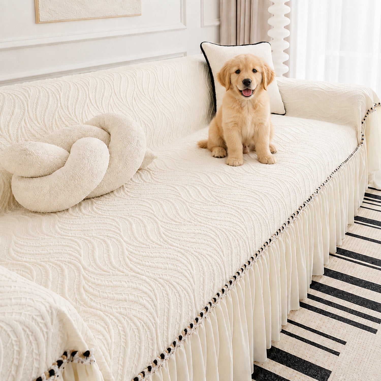 Ripple Weave Sofa Throw | All-Season Anti-Scratch Machine-Washable