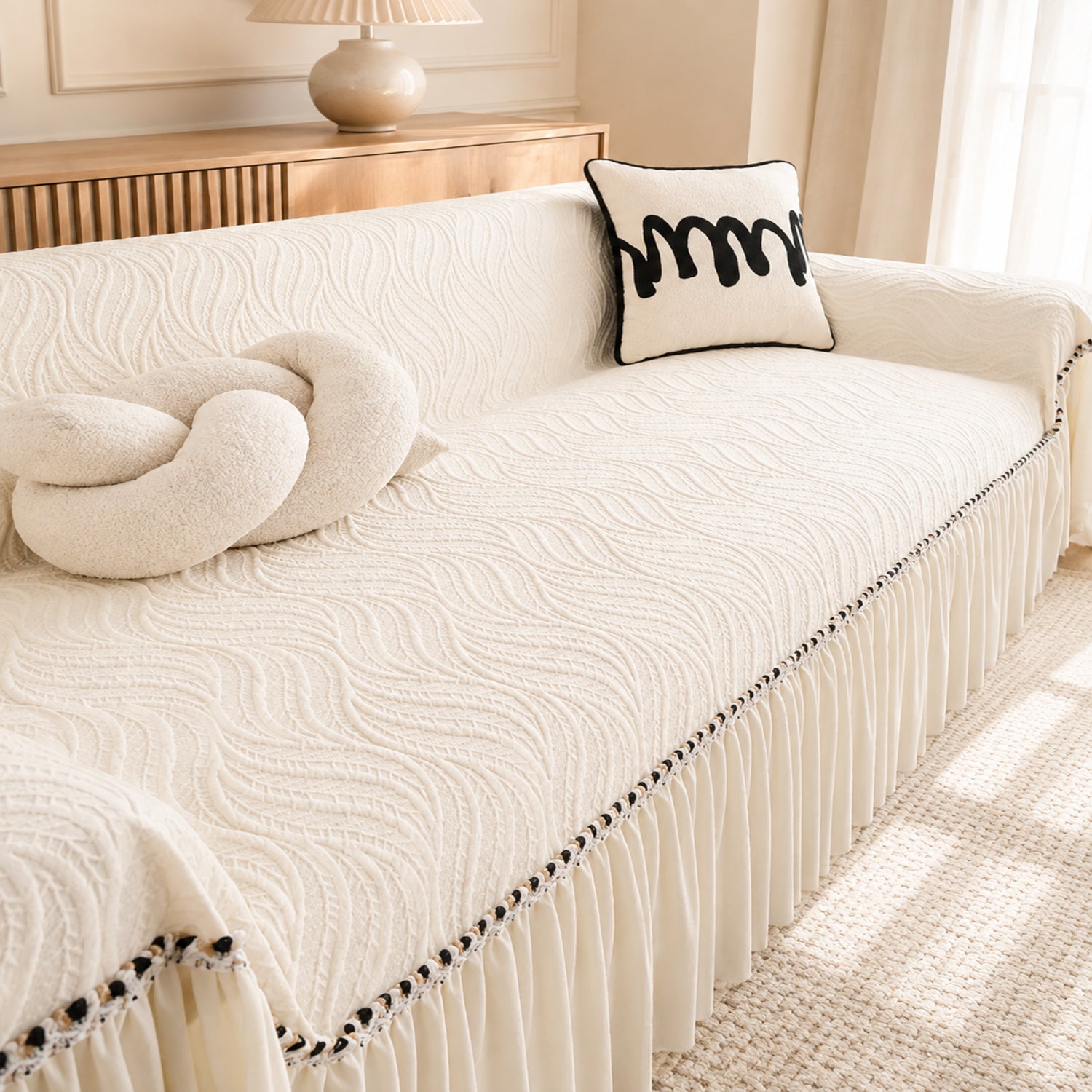 Ripple Weave Sofa Throw | All-Season Anti-Scratch Machine-Washable