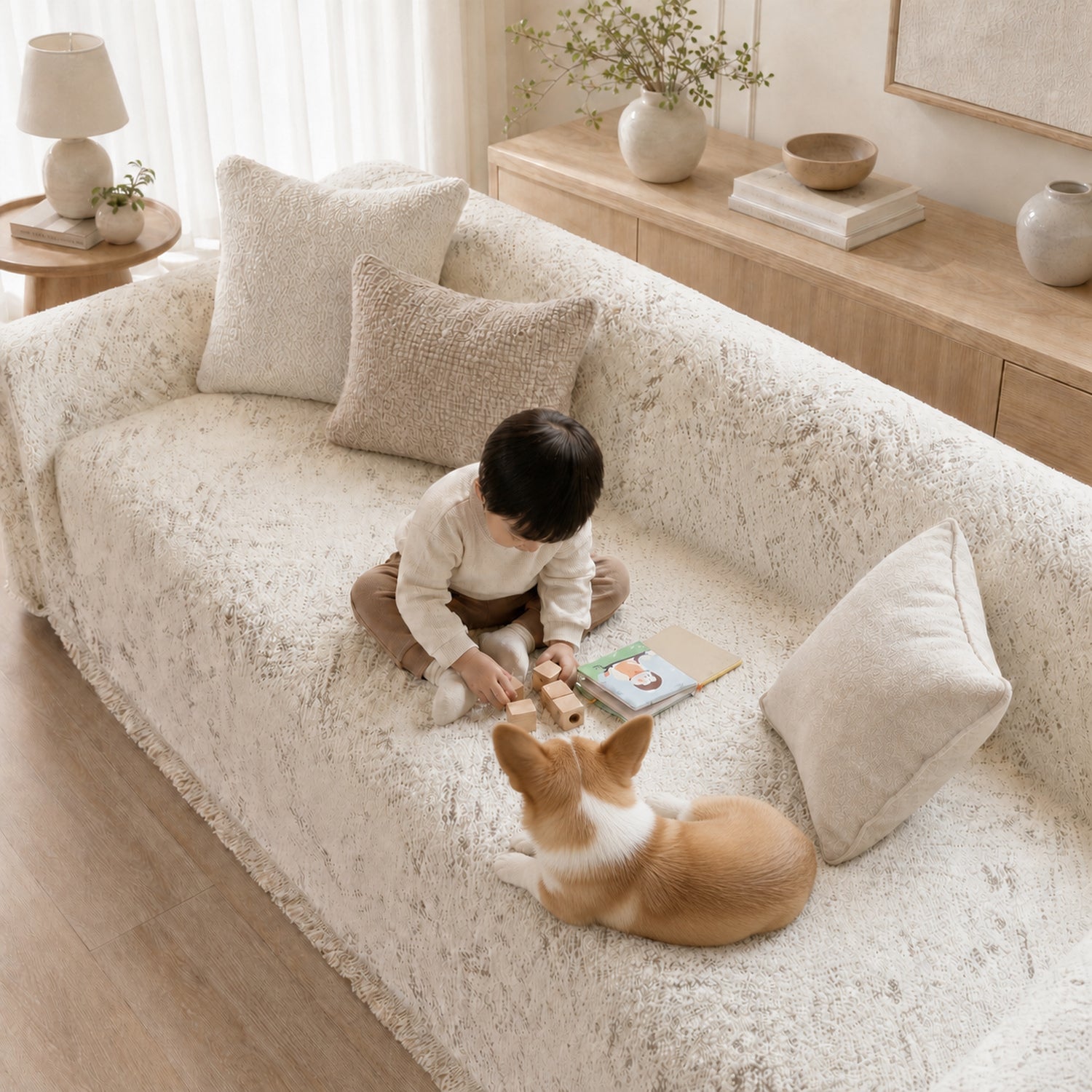 Foggy Cloud Sofa Throw | Chenille | Anti-Slip Scratch-Resistant Pet Cover