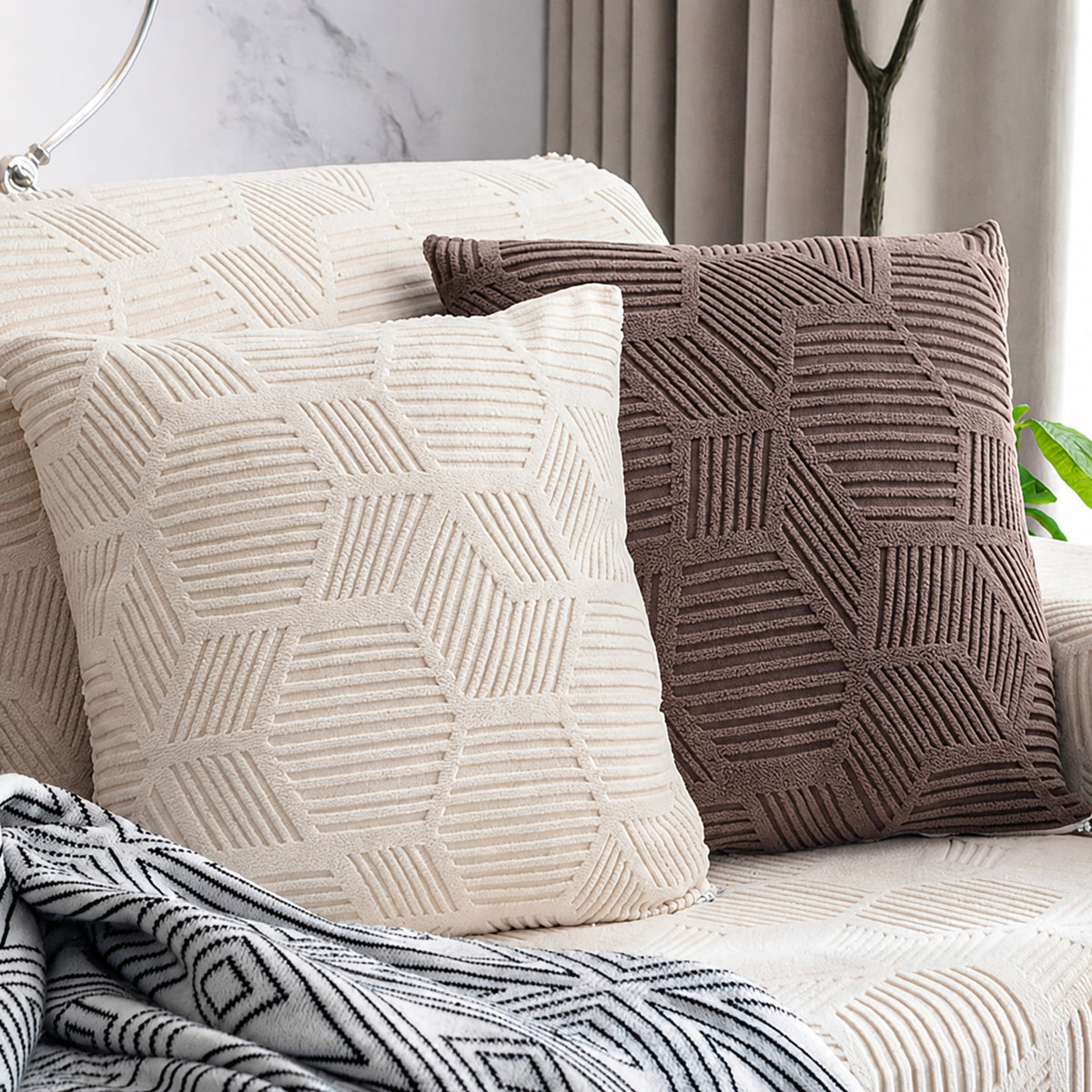 Honeycomb Stretch Sofa Protector | Water-Resistant Full-Coverage Cushion Cover