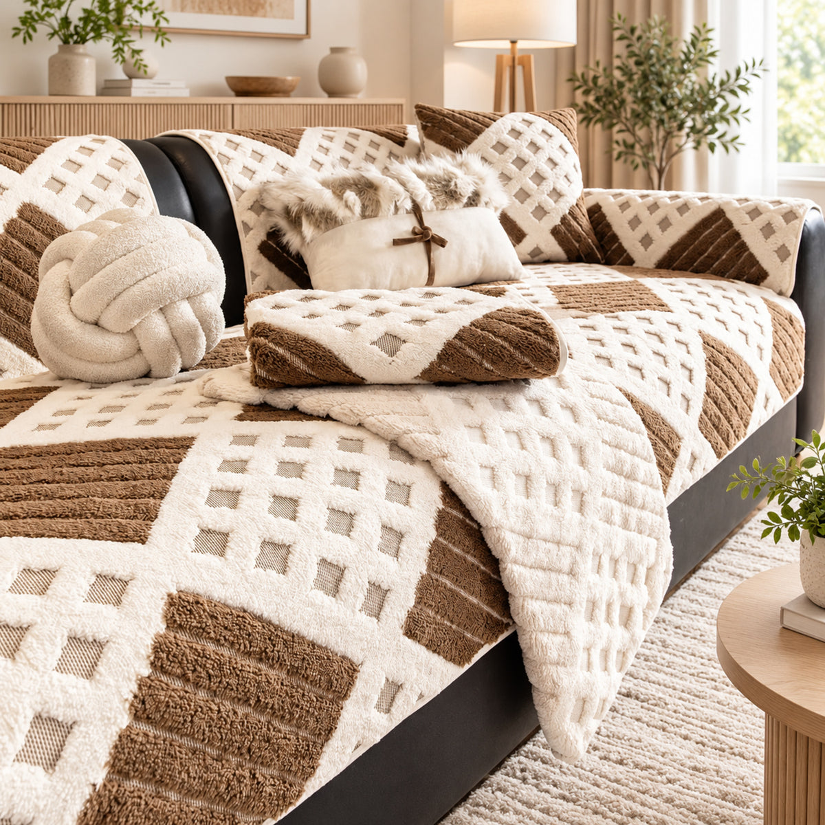 Waffle Sofa Cover | Thick Plush | Non-Slip, Machine-Washable Sofa Protector