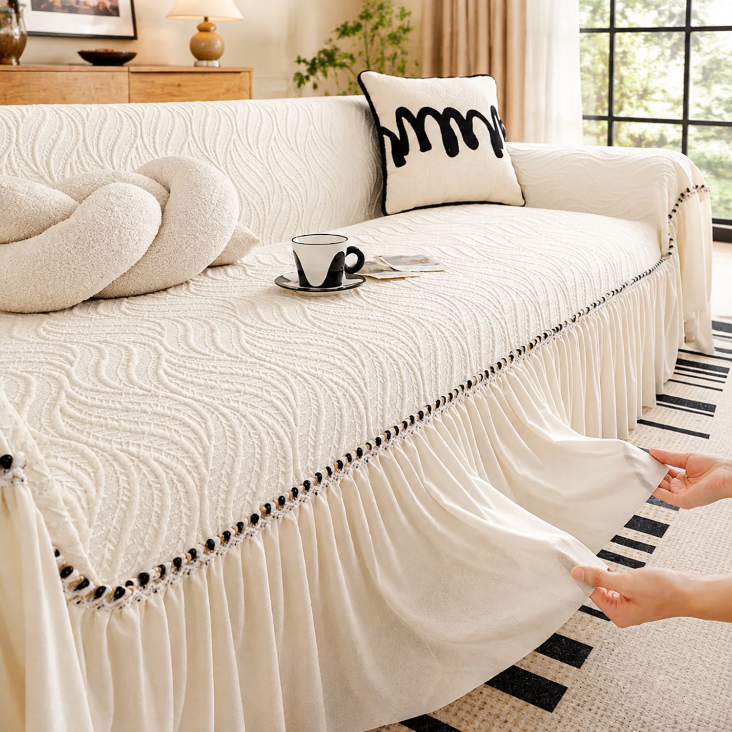 Ripple Weave Sofa Throw | All-Season Anti-Scratch Machine-Washable