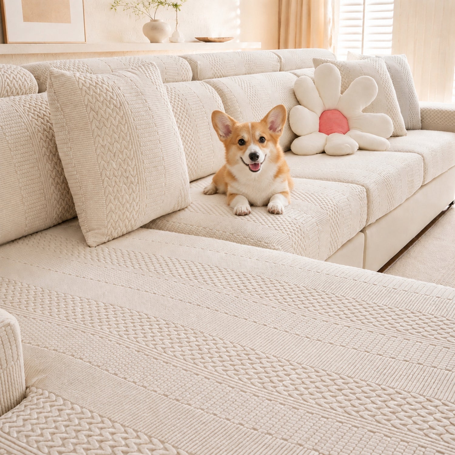 Polar Fleece Sofa Protector | Antistatic Stretch Modular Cover