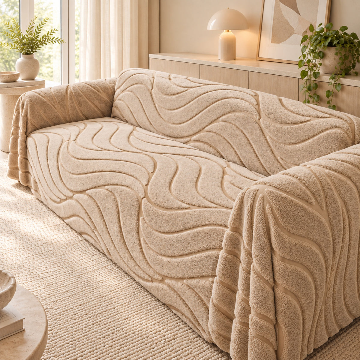 Textured Sofa Throw | Soft Plush | Machine-Washable Sofa Protector