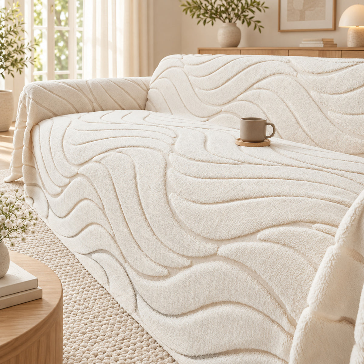 Textured Sofa Throw | Soft Plush | Machine-Washable Sofa Protector