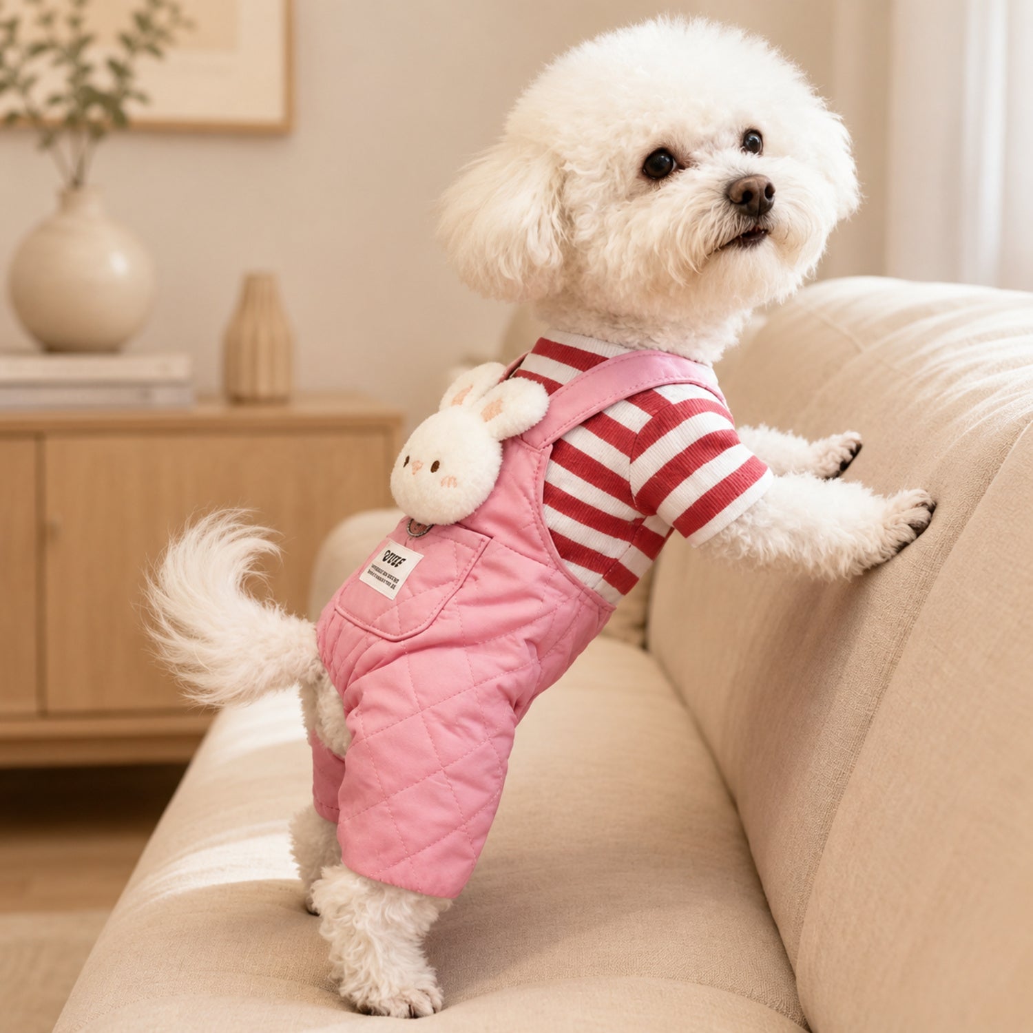 Cuddle Buddy Dog Dungarees | Warm Plush-Lined Autumn & Winter Jumpsuit