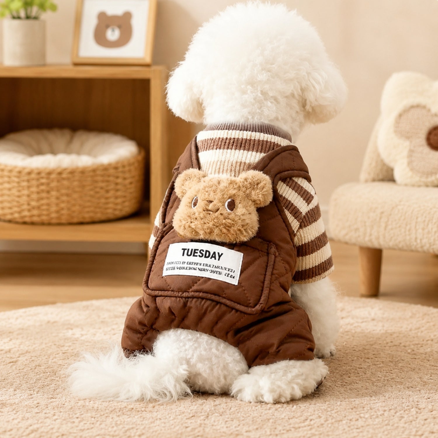 Cuddle Buddy Dog Dungarees | Warm Plush-Lined Autumn & Winter Jumpsuit