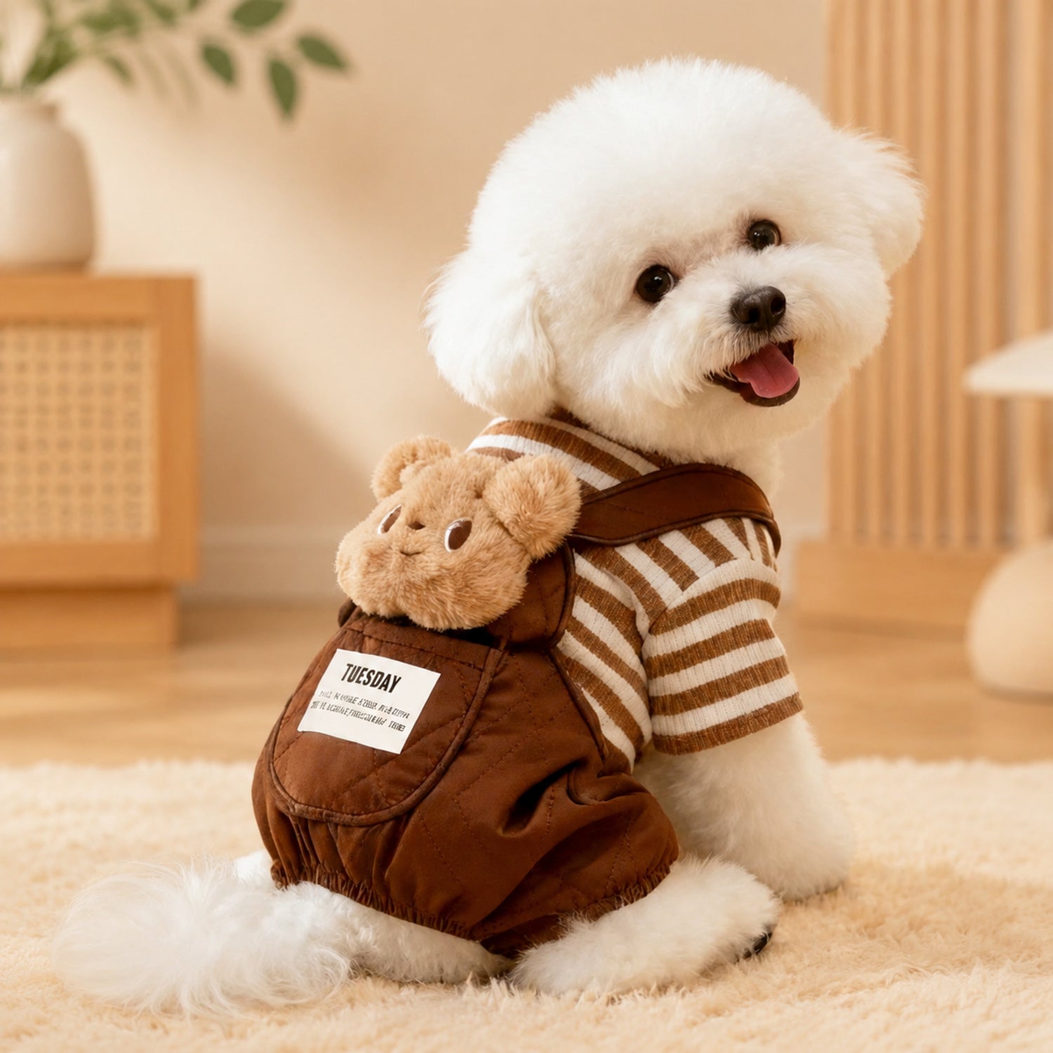 Cuddle Buddy Dog Dungarees | Warm Plush-Lined Autumn & Winter Jumpsuit