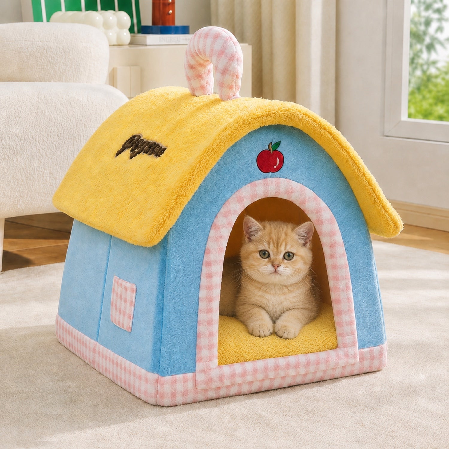 Foldable Pet House | All-Season Washable Indoor | Removable Cushion