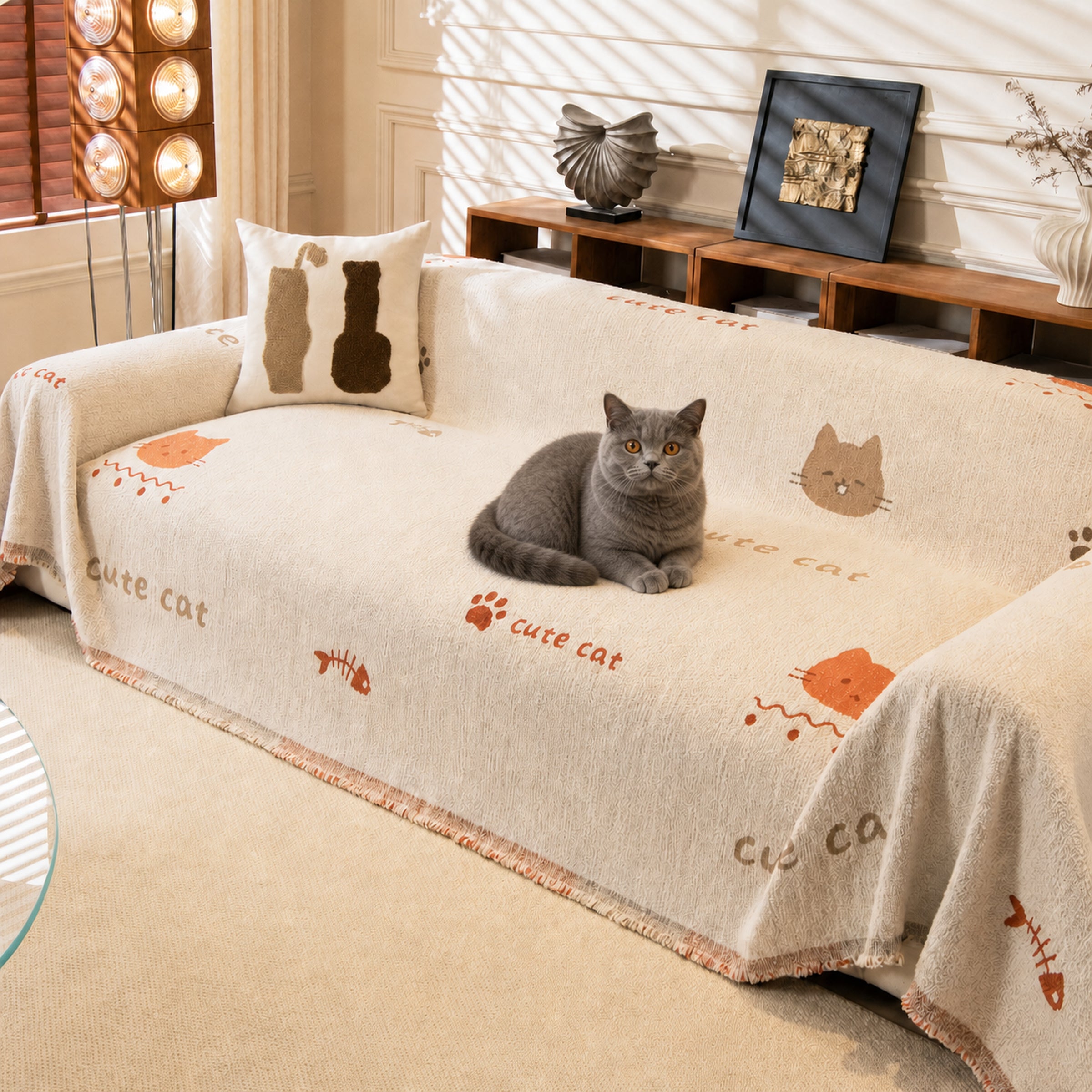 Playful Pet Sofa Throw | Thick Winter Sofa Protector | Machine Washable