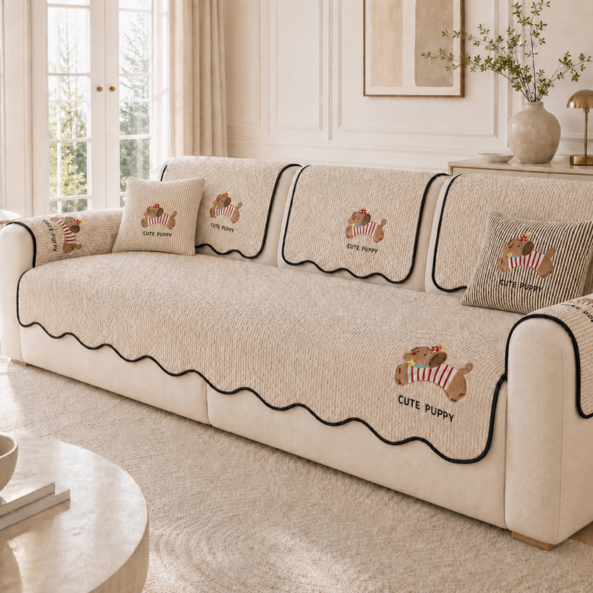 Puppy All Season Sofa Cover | Anti-Scratch Non-Slip | Machine Washable Pet Protector