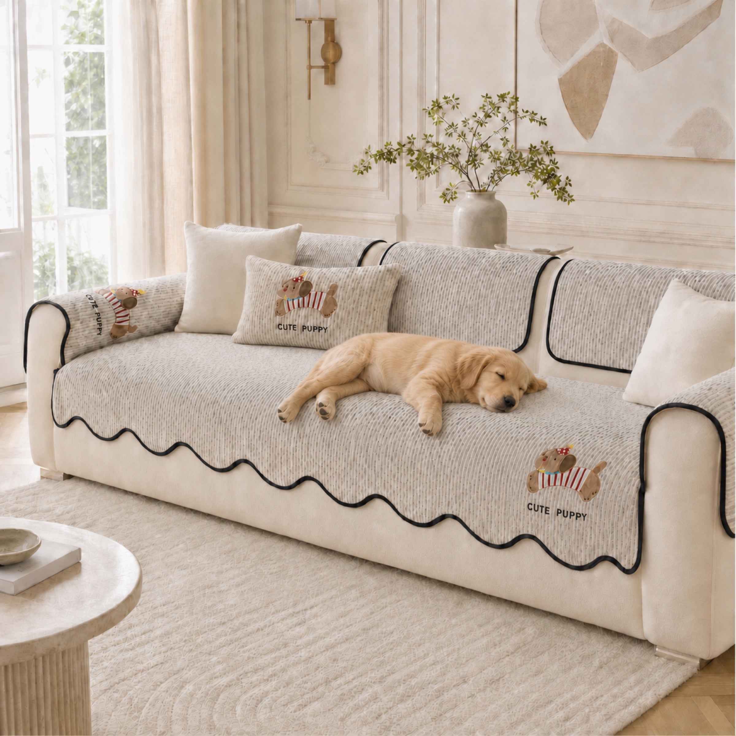 Puppy All Season Sofa Cover | Anti-Scratch Non-Slip | Machine Washable Pet Protector