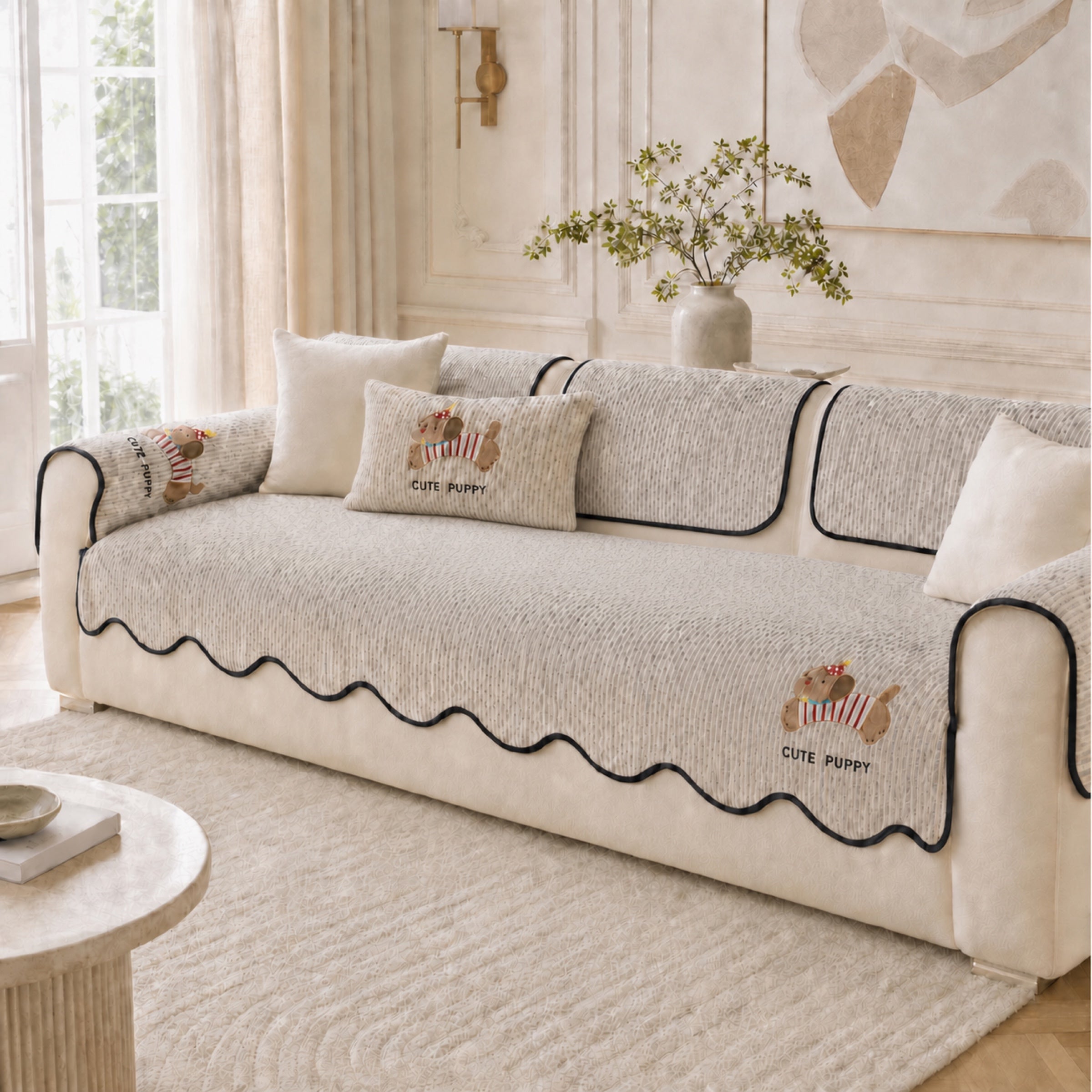 Puppy All Season Sofa Cover | Anti-Scratch Non-Slip | Machine Washable Pet Protector