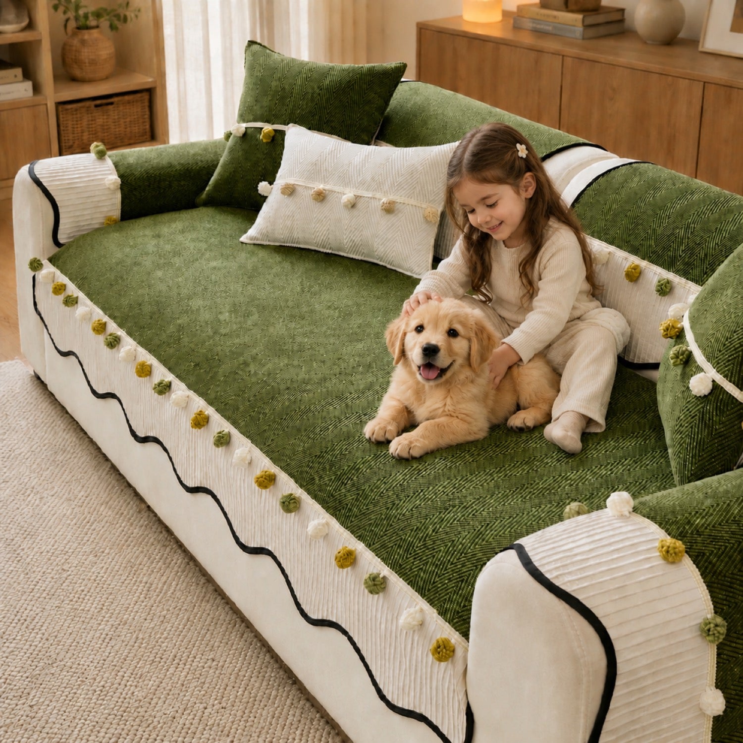 Bobble Weave Chenille Sofa Cover | Non-Slip & Machine Washable