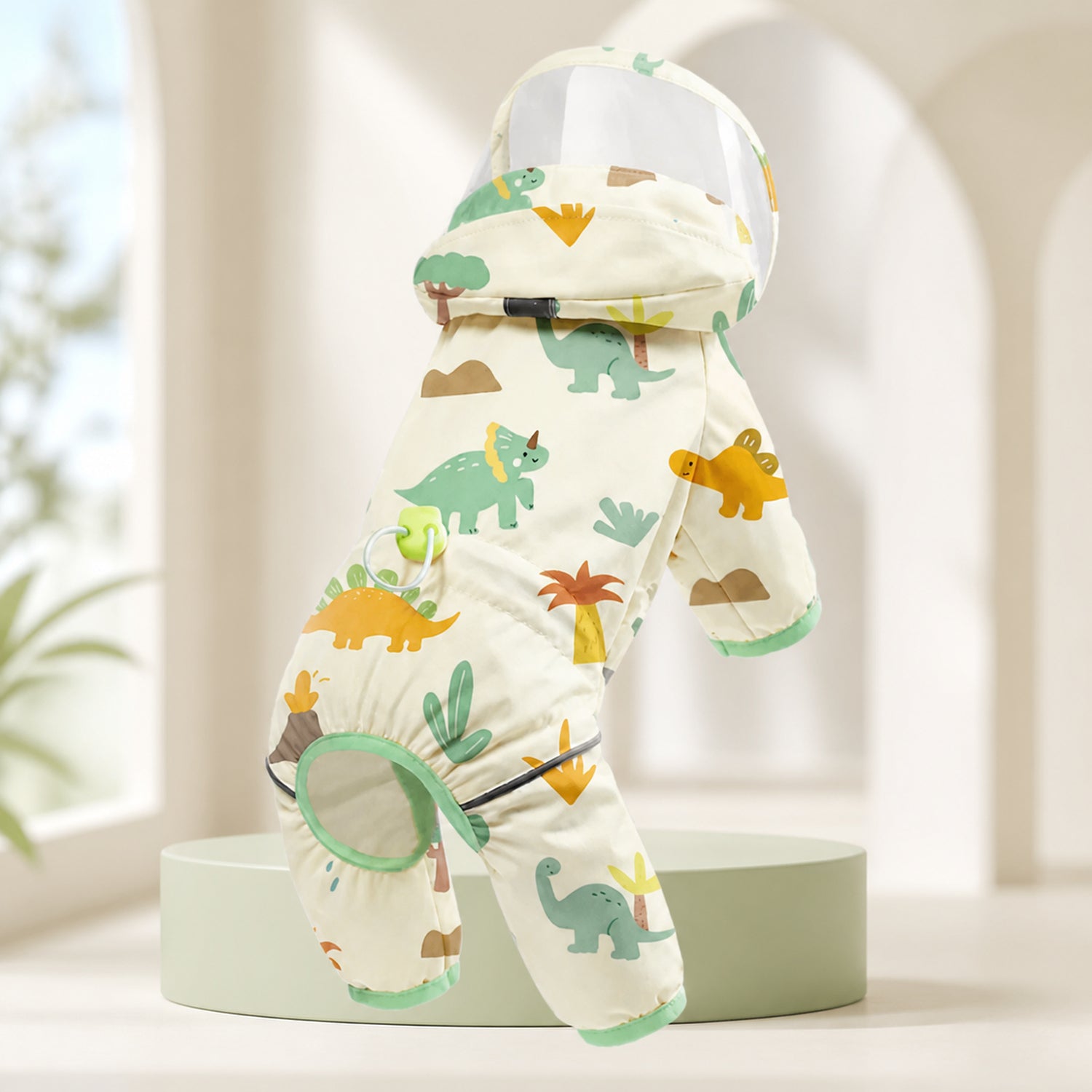 Cartoon Print Dog Raincoat | Waterproof | Hooded Four-Leg Design