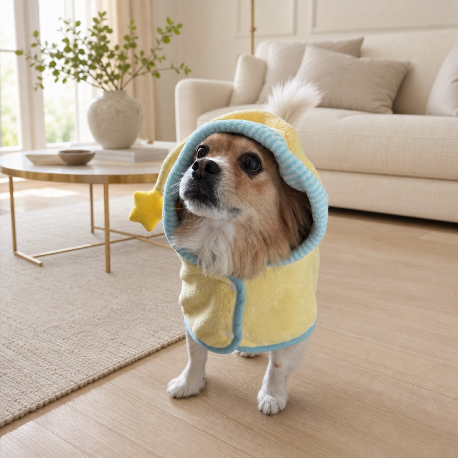 Absorbent Dog Drying Robe | Soft Breathable Hooded Bath Towel