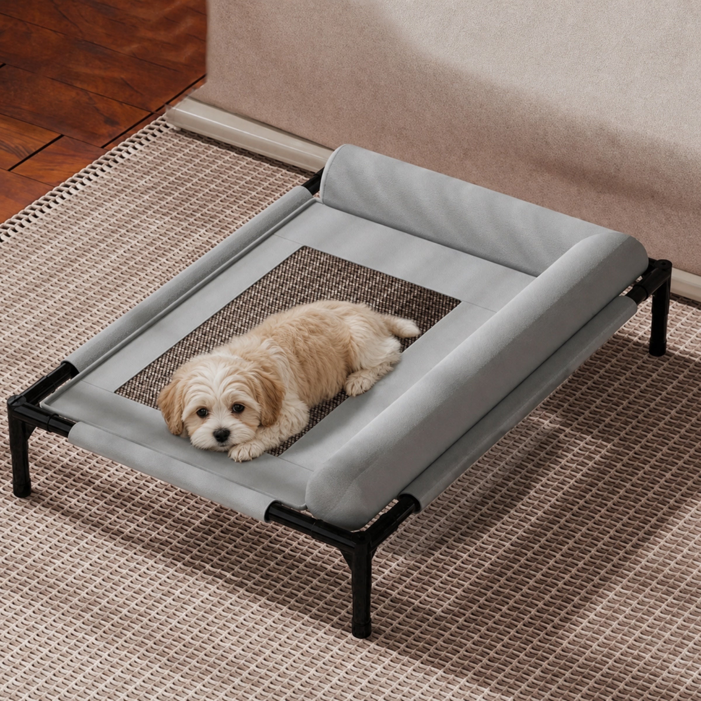 Elevated Dog Bed | Breathable Mesh Raised Cot with Pillow | Woofing Deals