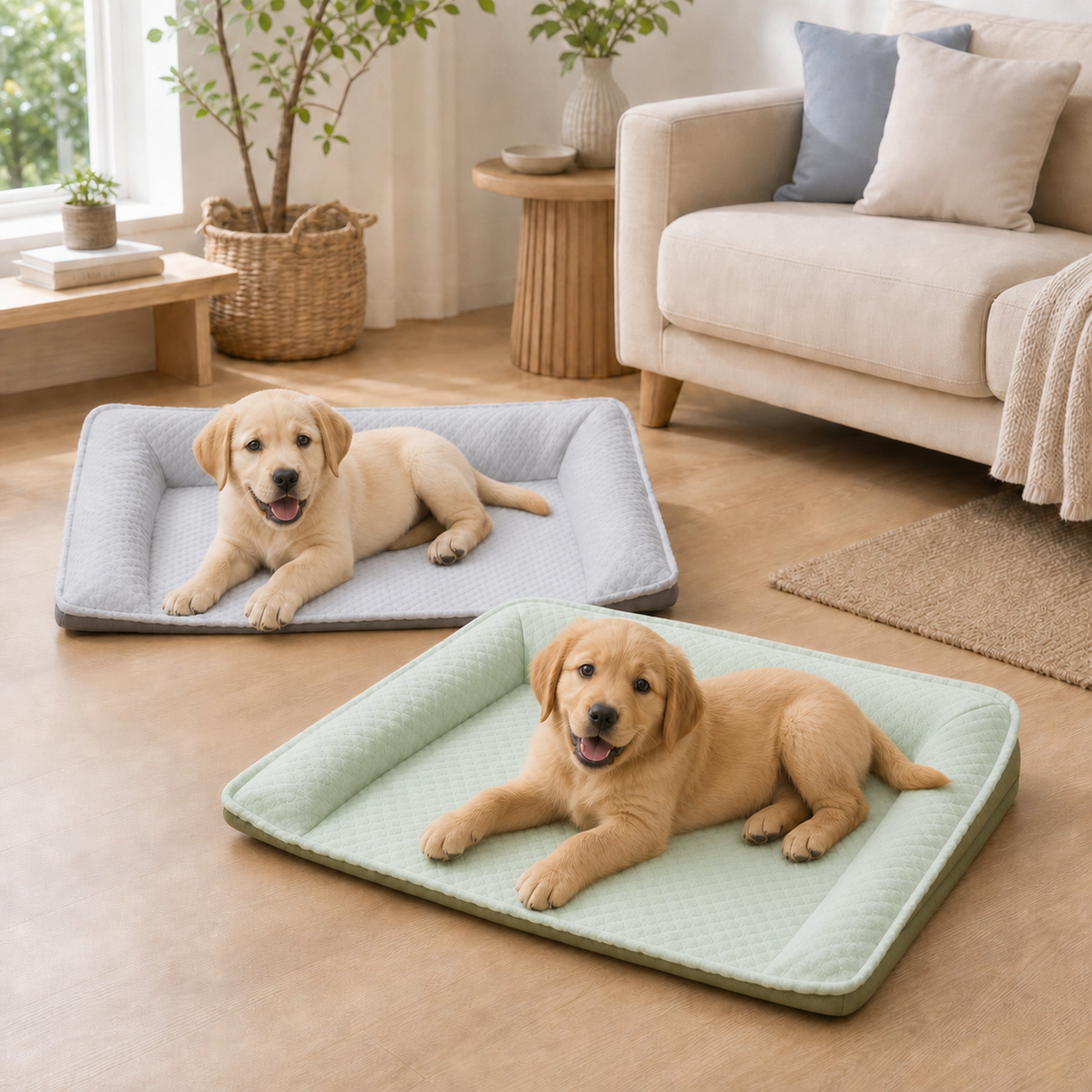 Large Cooling Dog Bed | Ice Silk Neck Support Non-Slip Bed