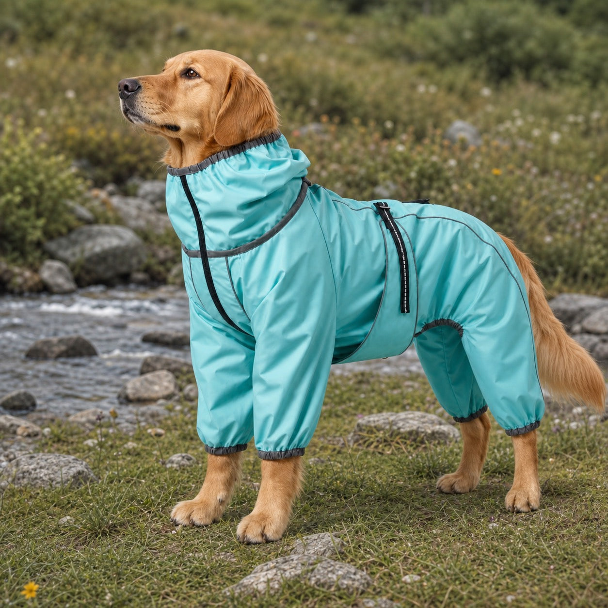 Large Dog Rain Coat | Waterproof Outdoor Jacket | Adjustable Fit | Woofing Deals