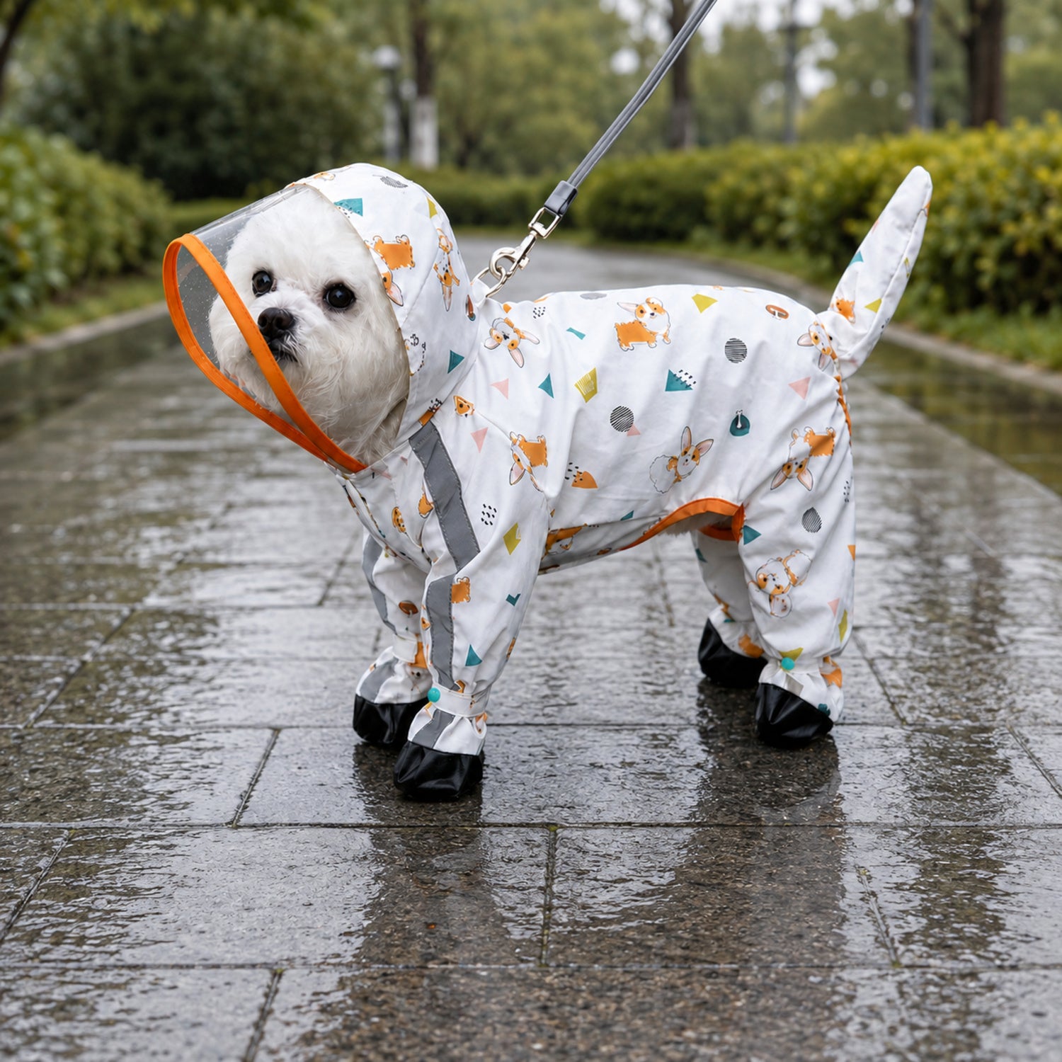 Full-Body Dog Raincoat | Waterproof | Reflective Detailing