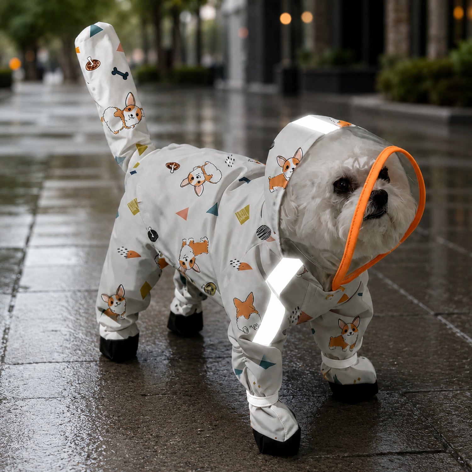 Full-Body Dog Raincoat | Waterproof | Reflective Detailing