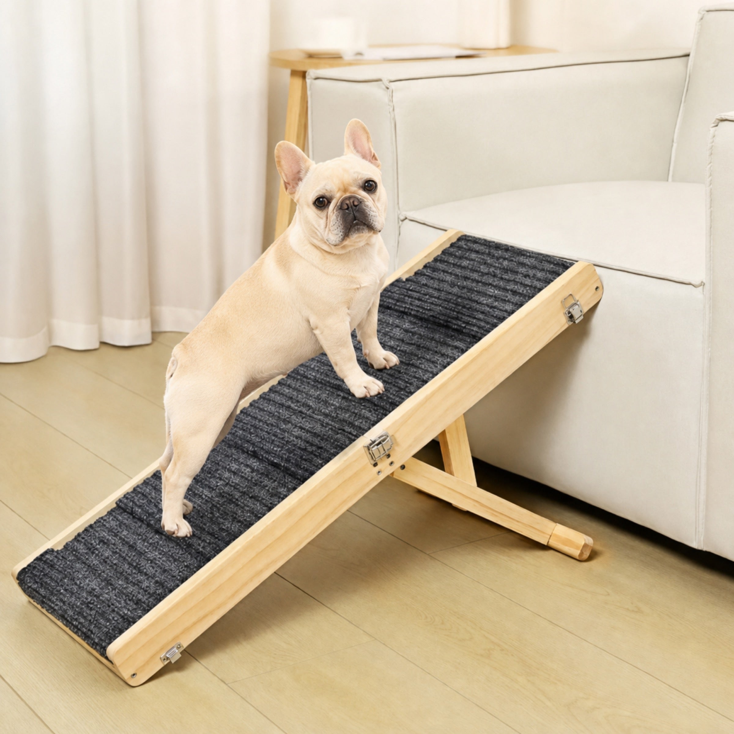 Foldable Wooden Dog Ramp | 4-Level Adjustable Non-Slip Steps | Woofing Deals