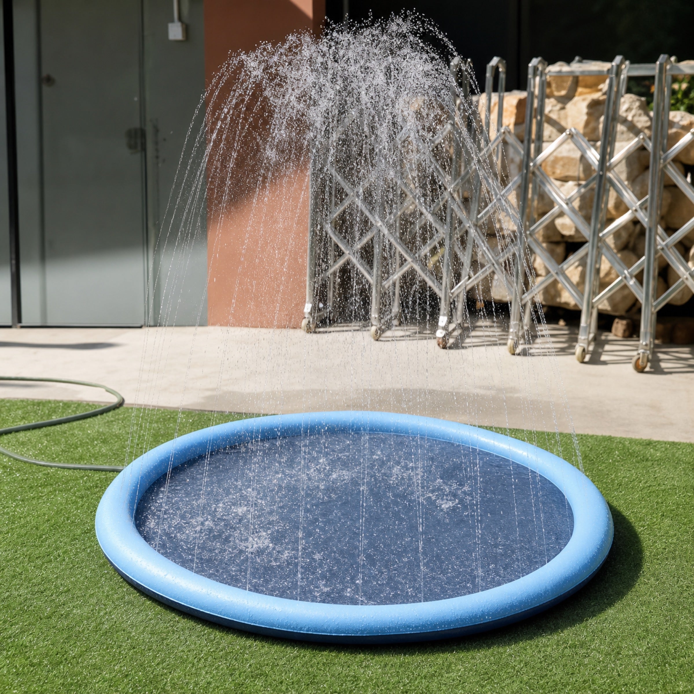 Dog Splash Pad Inflatable Sprinkler Pool Toy in use