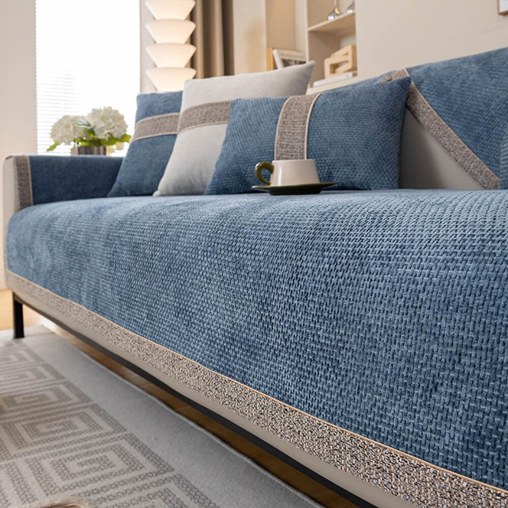 Modern Tweed Chenille Sofa Cover | Anti-Slip Couch Protector | All-Season Furniture Cover | Woofing Deals