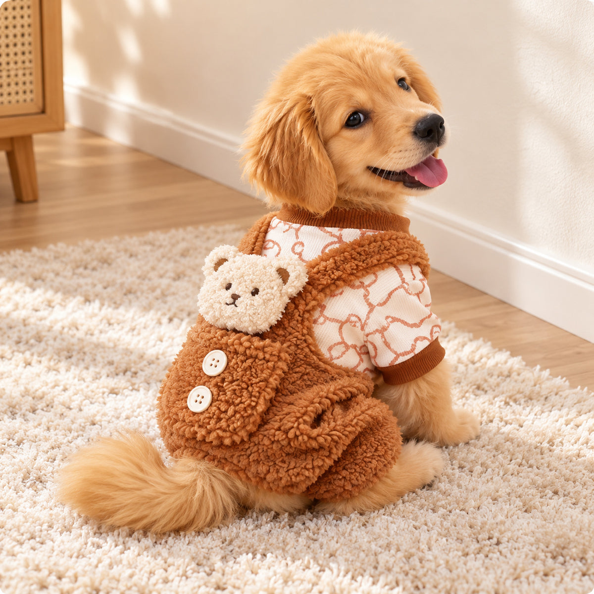 Dog Jumper with Teddy Bear Detail | Cosy Winter Outfit for Dogs & Cats
