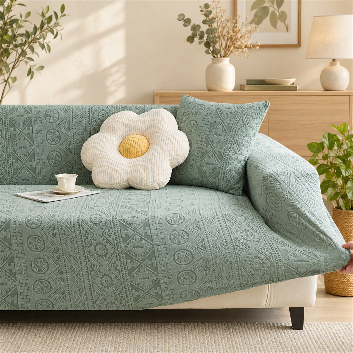 Stretch Sofa Cover | Full-Coverage Sofa Protector | Polyester & Elastane