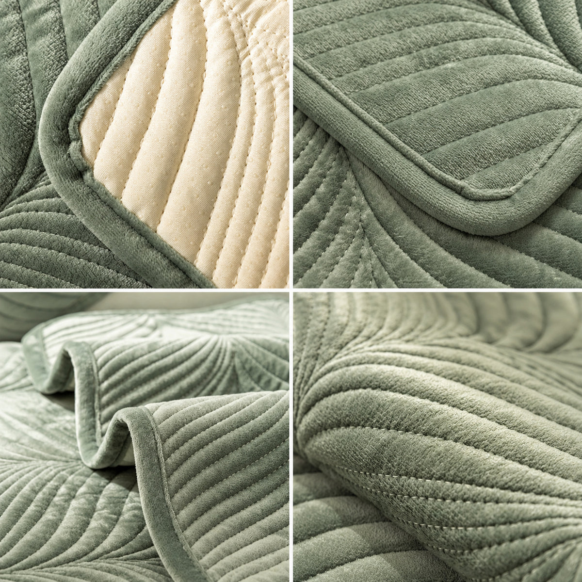 Plush Sofa Cover with Wavy Stitching | Non-Slip & Machine Washable