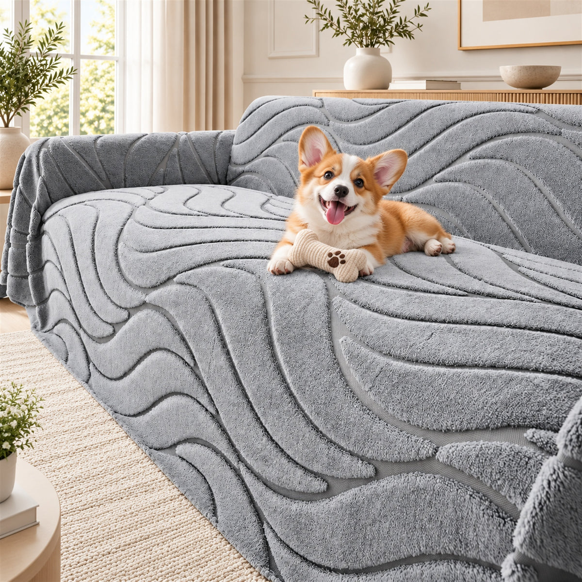 Textured Sofa Throw | Soft Plush | Machine-Washable Sofa Protector